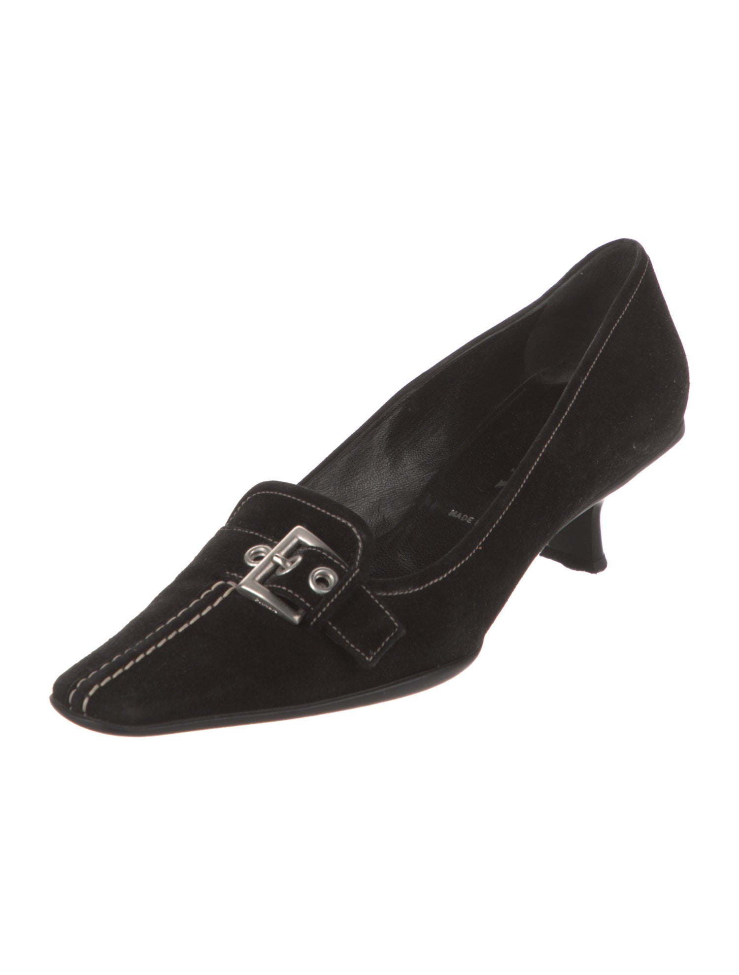 Prada Suede Whipstitch Trim Pumps